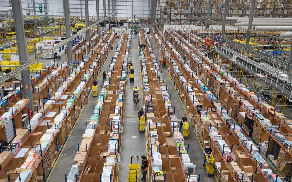 An Amazon warehouse in Hemel Hempstead. Michael Gove was looking to increase taxes on similar sites, but was reportedly blocked by Rishi Sunak