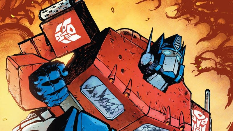 Optimus Prime in the cover for Transformers #1 (2023). 