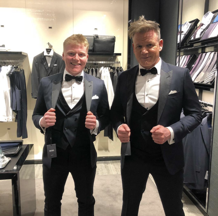 <p>No, you’re not seeing double — that’s just the famous chef and his son, Jack, who are poster children for good genes runnning in the family. “Twins,” the <em>MasterChef</em> judge agreed. “Getting kitted out for somebody’s big 18th party.” (Photo: <a rel="nofollow noopener" href="https://www.instagram.com/p/BdyNiPmnMIB/?taken-by=gordongram" target="_blank" data-ylk="slk:Gordon Ramsay via Instagram;elm:context_link;itc:0;sec:content-canvas" class="link ">Gordon Ramsay via Instagram</a>) </p>