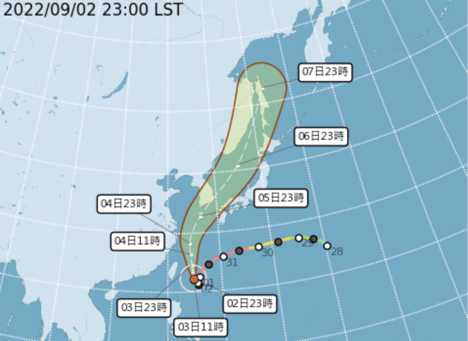 中度颱風 軒嵐諾（國際命名 HINNAMNOR ）海上颱風警報