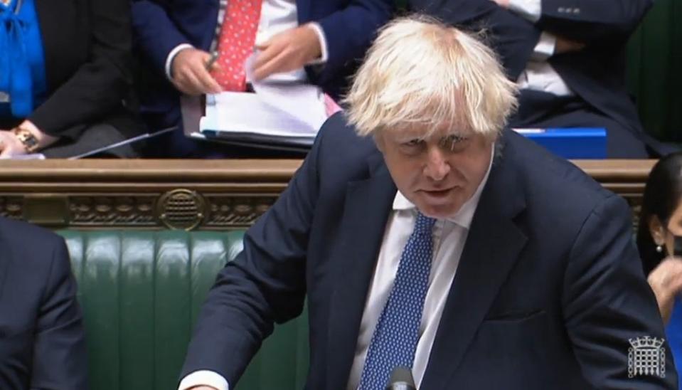 Prime Minister Boris Johnson speaks during Prime Minister’s Questions in the House of Commons (PA) (PA Wire)