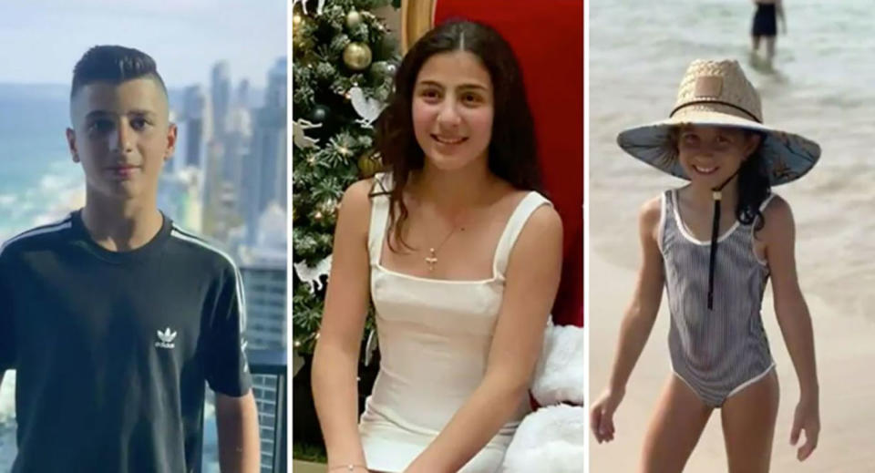 Antony Abdallah, 13, Angelina Abdallah, 12, and Sienna Abdallah, 8, are pictured.