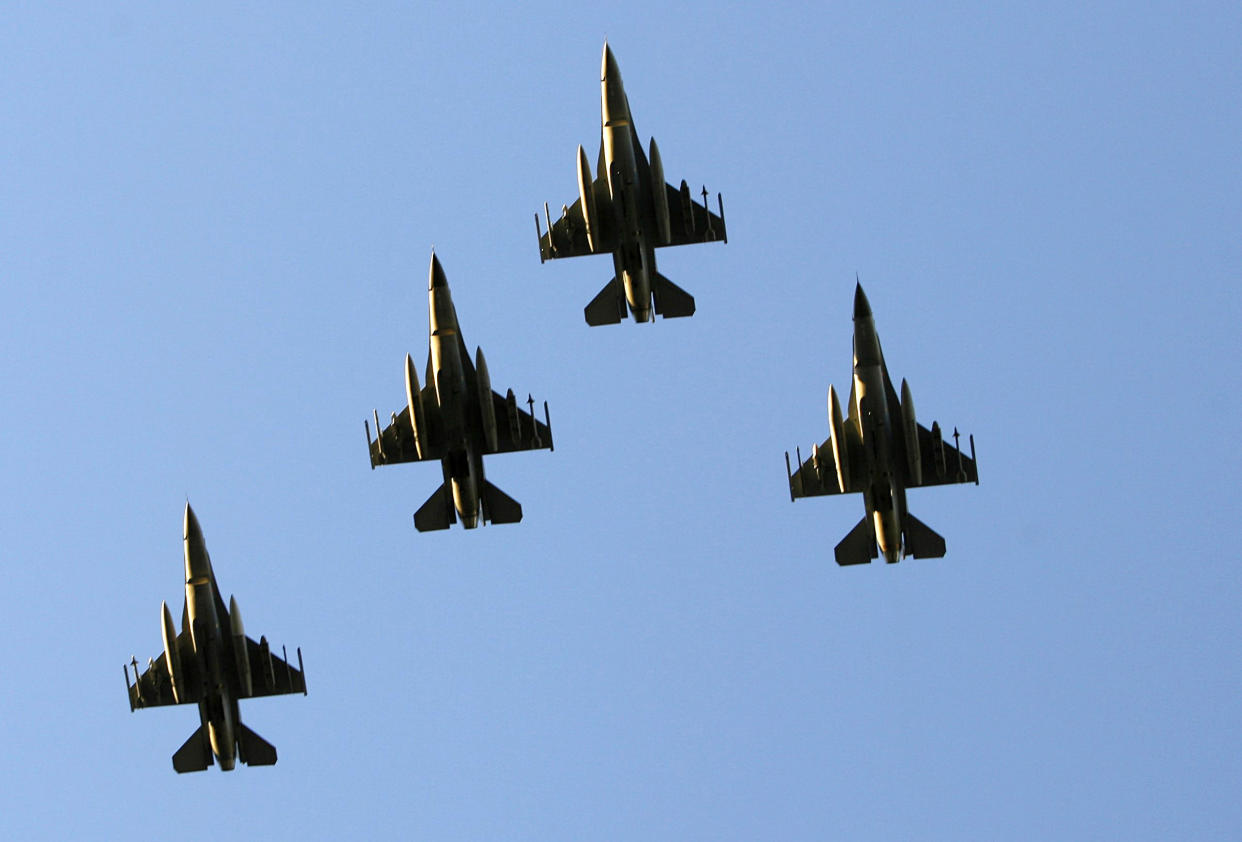 File image of F-16 fighter jets flying in formation. (AP)