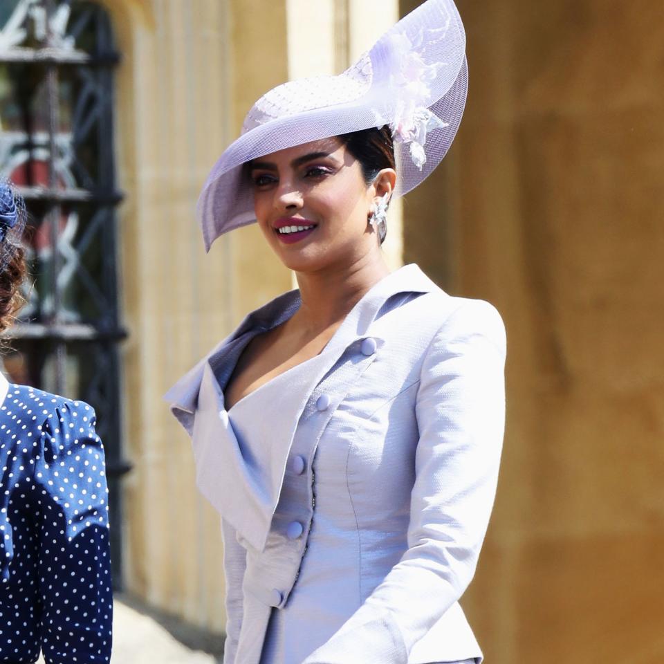 Priyanka Chopra takes pastel makeup cues from traditional English dressing at the Royal Wedding.