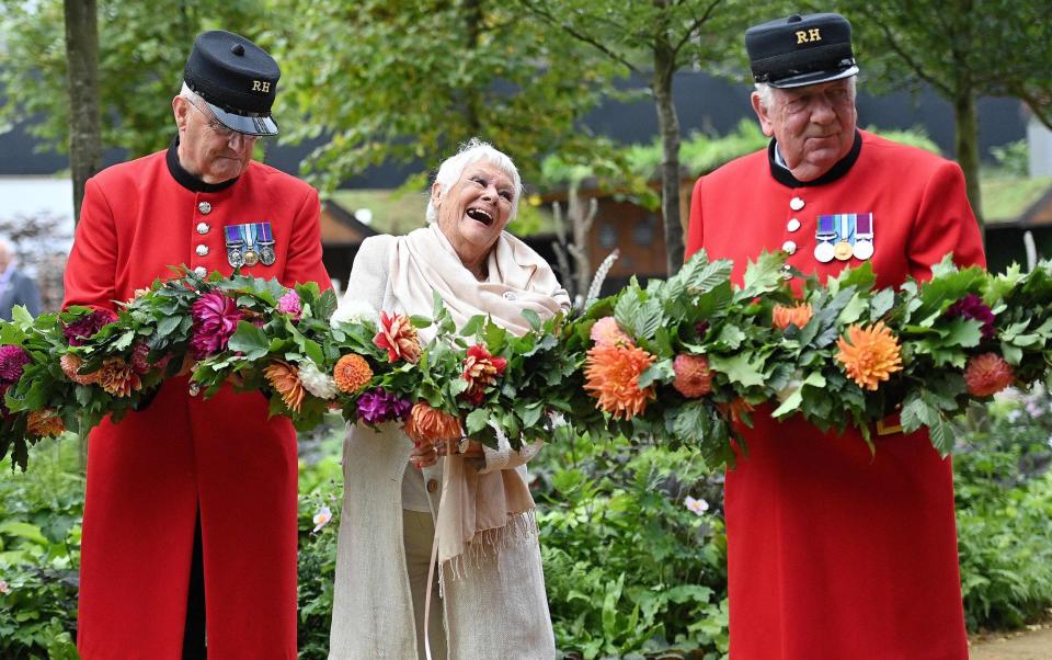 Dame Judi Dench joined Chelsea Pensioners to open this year’s Flower Show - Justin Tallis/AFP via Getty Images