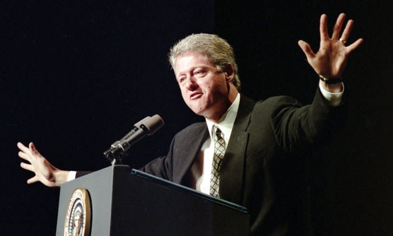 U.S. President Bill Clinton speaks at the National Urban League conference at the Washington Convention Center on August 4, 1997. On August 11, 1997, he became the first president to use the line-item veto. UPI File Photo