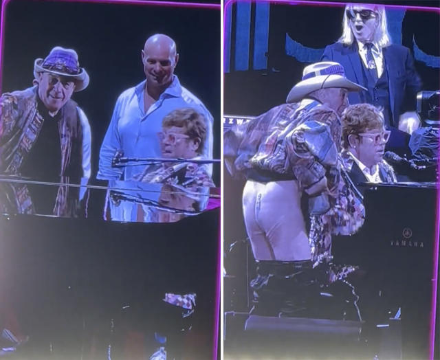Molly Meldrum mooning audience at Elton John concert