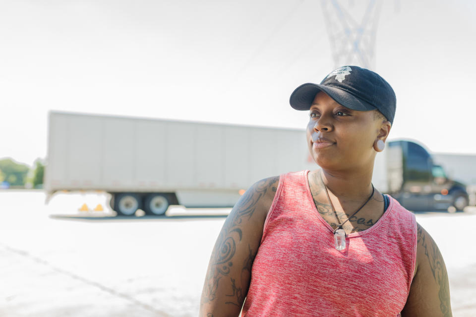 Nic Richelle had been vlogging for years as a musician and now runs a popular trucking YouTube channel with her wife, Carla. (Photo: Lynsey Weatherspoon for HuffPost)