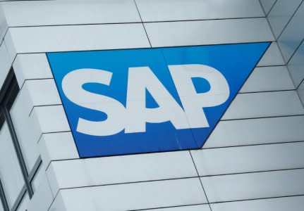 FILE PHOTO: SAP logo at SAP headquarters in Walldorf, Germany, January 24, 2017.   REUTERS/Ralph Orlowski/File Photo
