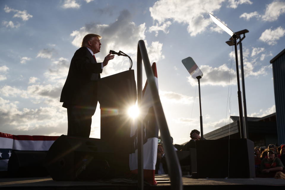 President Donald Trump speaks during a campaign rally, Monday, May 20, 2019, in Montoursville, Pa. (AP Photo/Evan Vucci)