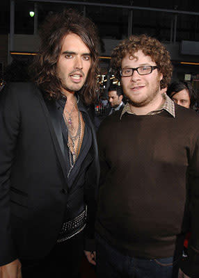 Russell Brand and Seth Rogen at the Los Angeles premiere of Universal Pictures' Forgetting Sarah Marshall