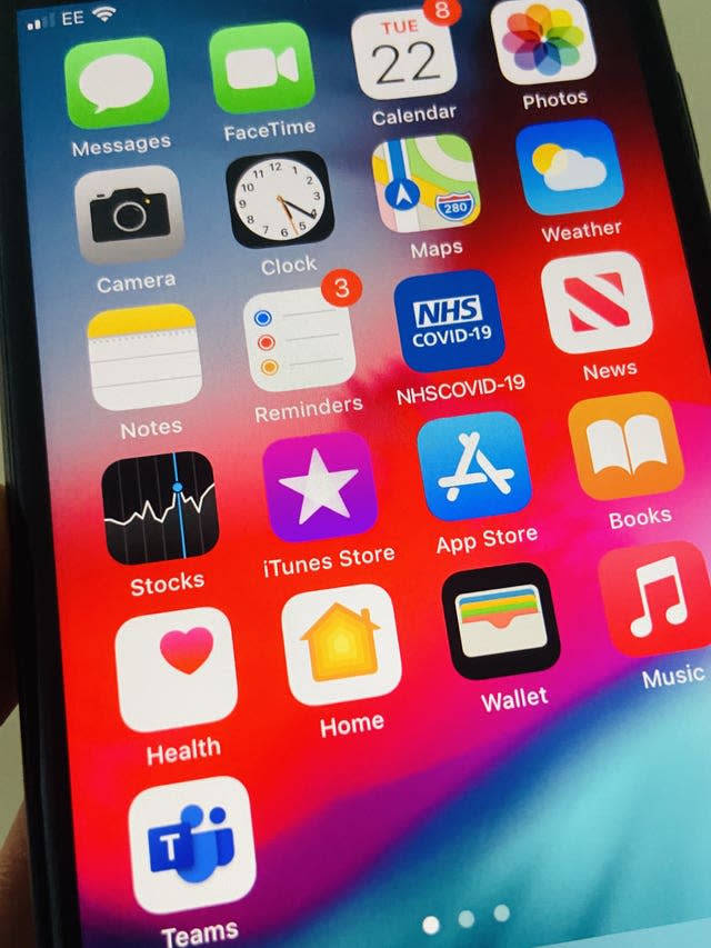 The NHS Covid-19 app on a smartphone