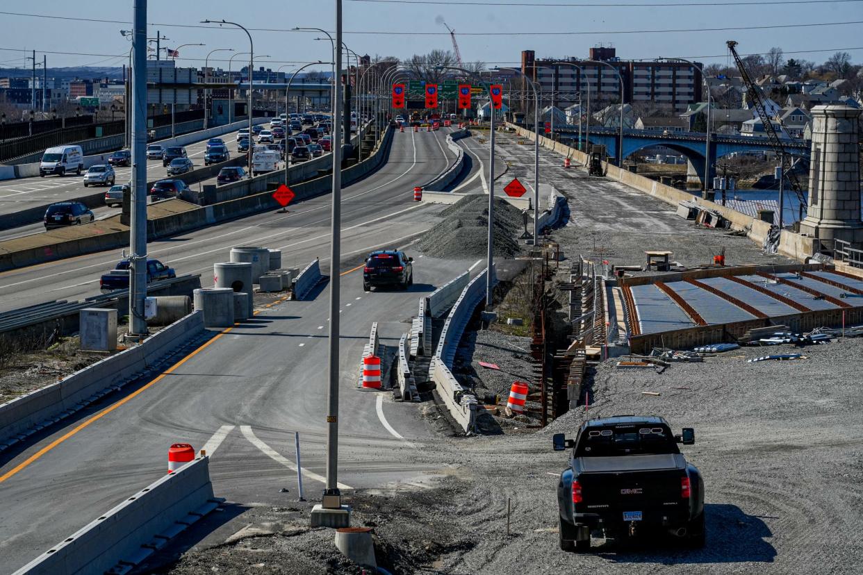 Construction on the closed side of Washington Bridge Wednesday afternoon.