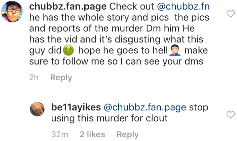 An Instagram scammer tries to capitalize on the murder of a teenage girl. (Photo: Instagram)