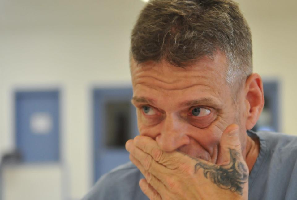 Jeffrey Abramowski during a 2016 interview with FLORIDA TODAY reporter John Tosses, at Martin County Correctional, where he is serving time for a second degree murder he insists he did not commit, and believes that he has the paper trail and other evidence to prove his innocence.
(Credit: TIM SHORTT/FLORIDA TODAY)