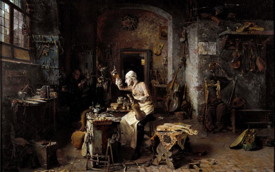 A painting entitled (Stradivarius) in His Atelier by Antonio Rinaldi, 1886, shows the luthier at work - Leemage/Corbis/Corbis via Getty Images