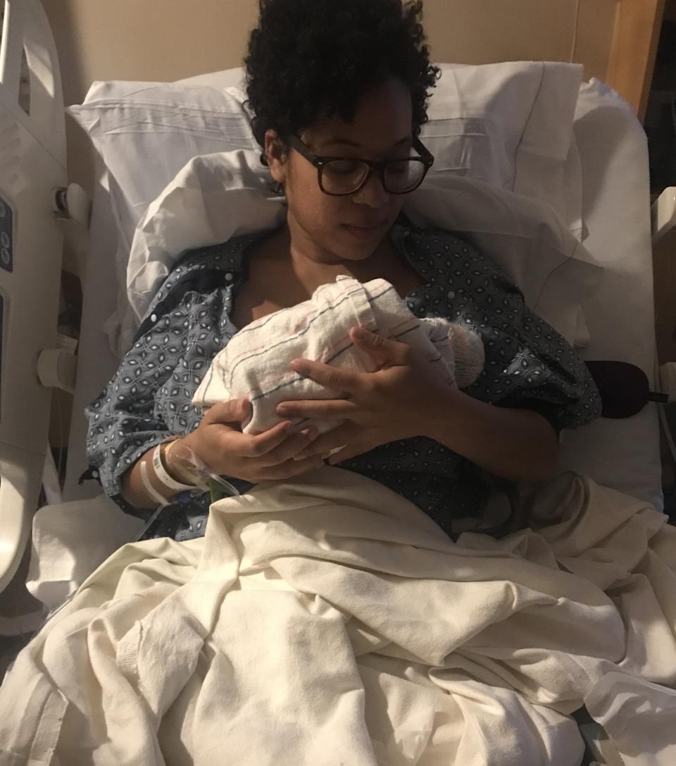 Wilmaris Soto-Ramos with her daughter, Angelis Yawa Larbi, who died during delivery in May 2019. (Wilmaris Soto-Ramos)