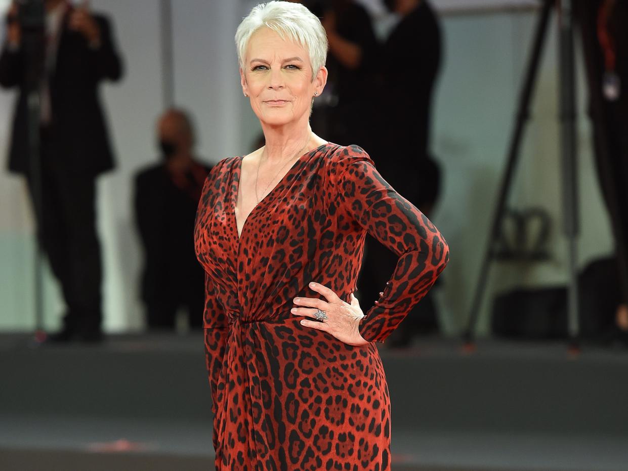 Jamie Lee Curtis on the "Halloween Kills" red carpet in 2021.