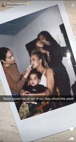 <p>Khloe Kardashian/Snapchat</p> Khloé Kardashian and son Tatum