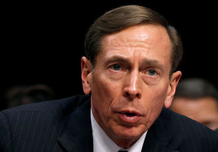 FILE PHOTO - CIA Director David Petraeus speaks to members of a Senate (Select) Intelligence hearing on "World Wide Threats" on Capitol Hill in Washington in this January 31, 2012 file photo.REUTERS/Kevin Lamarque/File Photo