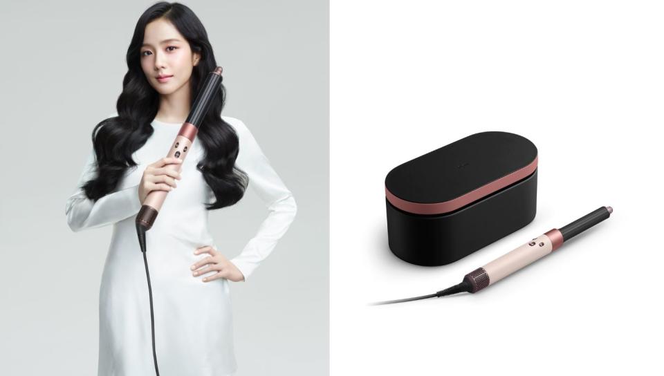 A photo of Jisoo using the Airwrap. Dyson introduces the limited-edition Ceramic Pink and Rose Gold range. (PHOTO: Dyson)