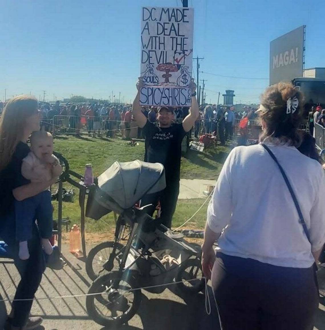 A vendor at former President Donald Trump’s rally March 25 in Waco.