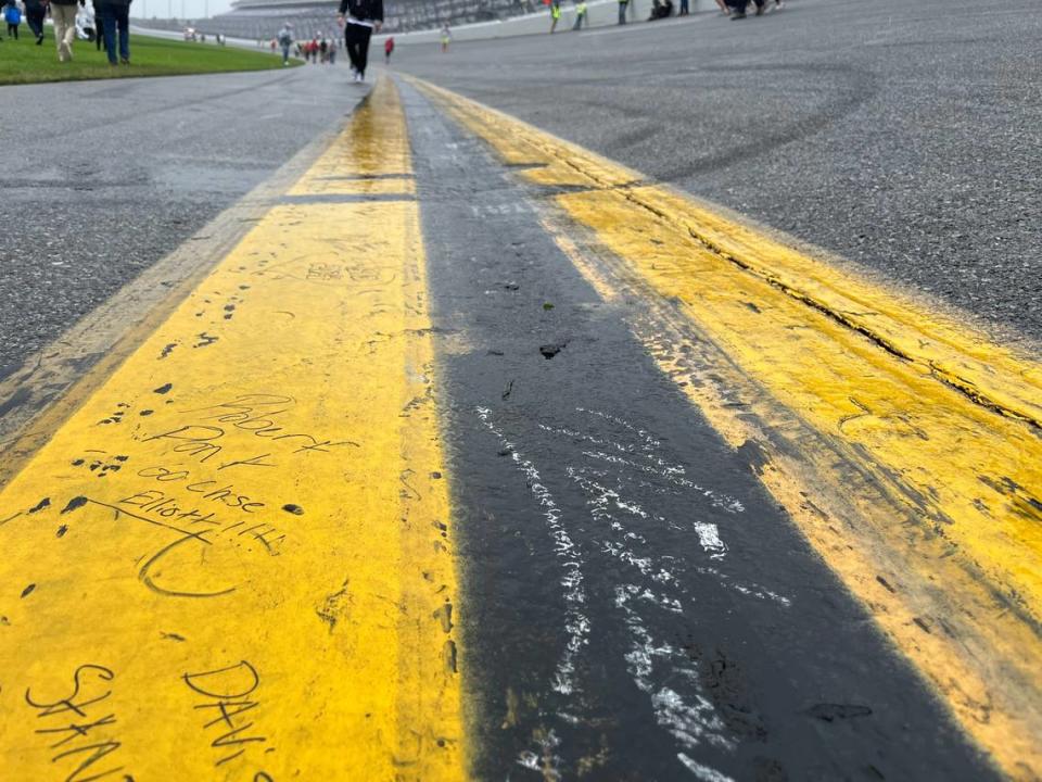 NASCAR staged its Xfinity Series qualifying Saturday afternoon, but the track was soon damp again as the rain picked up.