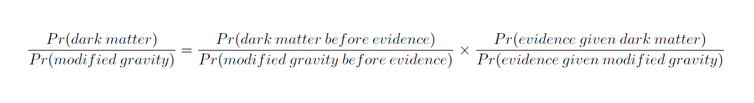 <span class="caption">Dark matter vs modified gravity, where Pr means probability.</span> <span class="attribution"><span class="source">Author provided</span></span>