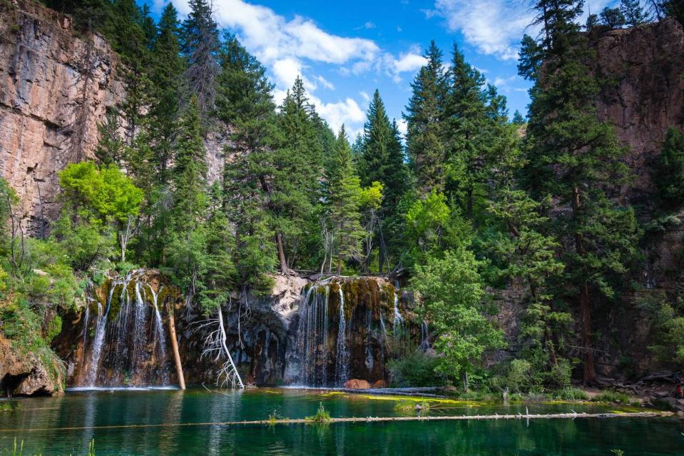 The Hanging lake in Colorado, trees and waterfalls into the lake