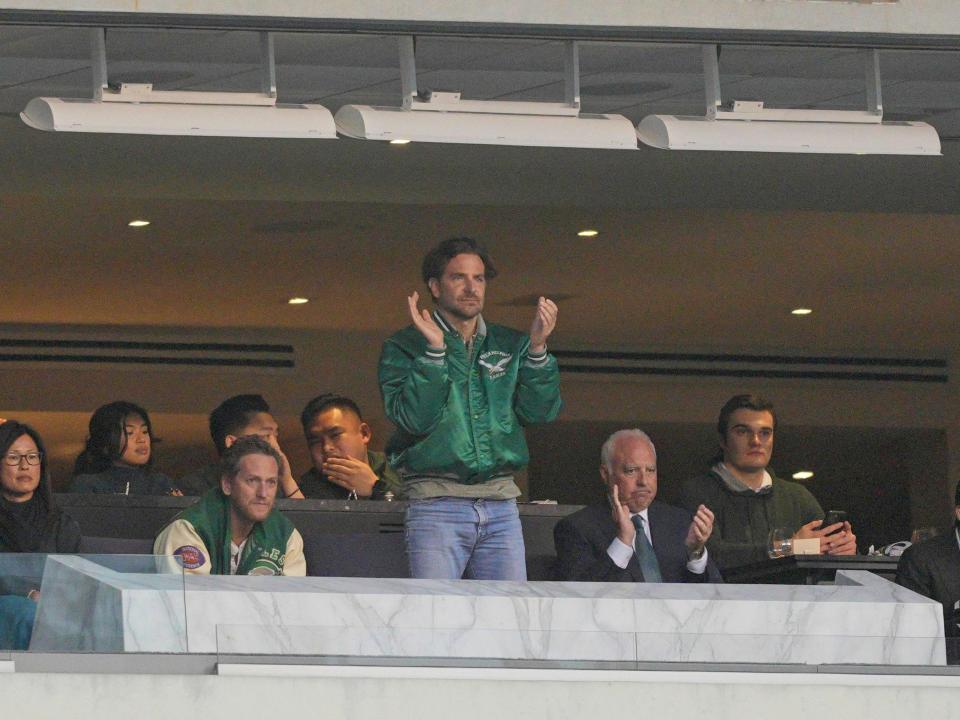 Bradley Cooper at a Philadelphia Eagles game