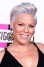 <p> Leave it to Pink to infuse color&#x2014;hints of violet and blue&#x2014;into her bright silver dye job. </p>
