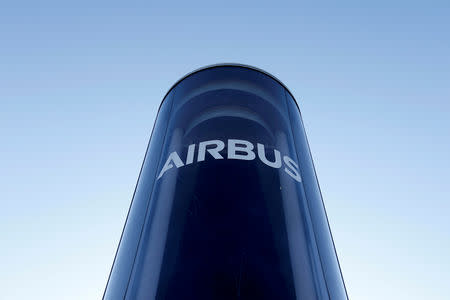 FILE PHOTO: The Airbus logo is pictured at Airbus headquarters in Blagnac near Toulouse, France, March 20, 2019. REUTERS/Regis Duvignau/File Photo