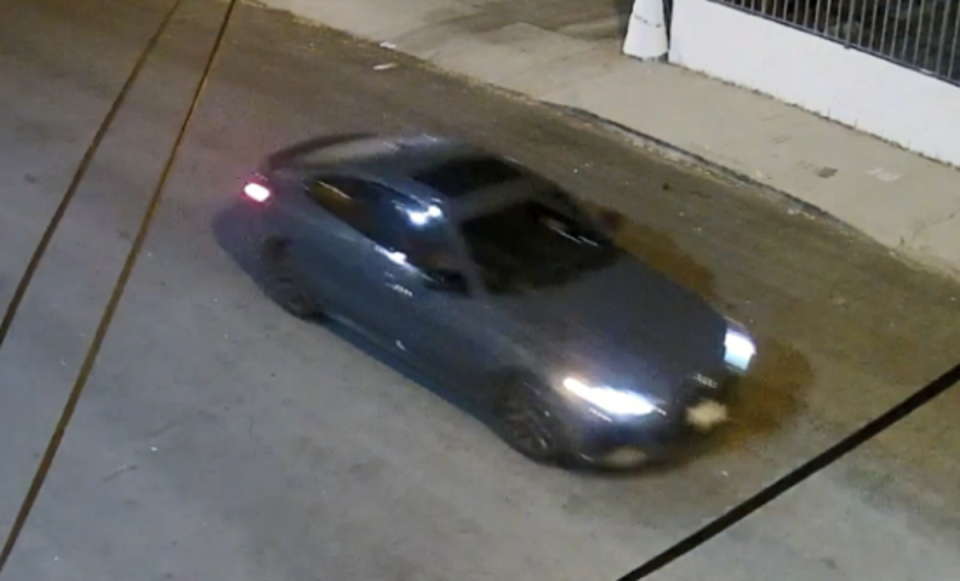 Law enforcement provided grabs from surveillance video of the alleged killer and their vehicle (LAPD)