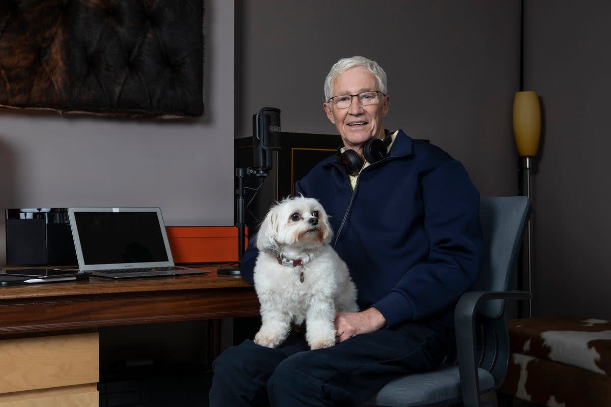 Photo issued by Boom Radio of Paul O’Grady and his dog Conchita (PA)