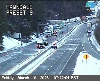 Interstate 5 at the Fawndale exit remained closed on Friday morning, March 10, 2023, due to winter conditions.