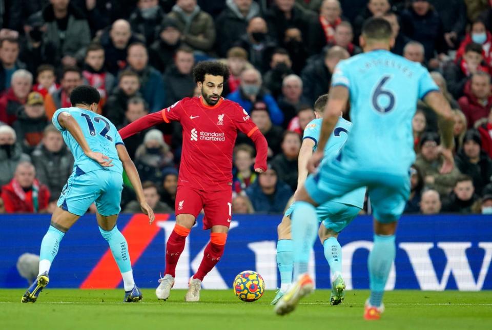 Mohamed Salah on the ball for Liverpool (AP)