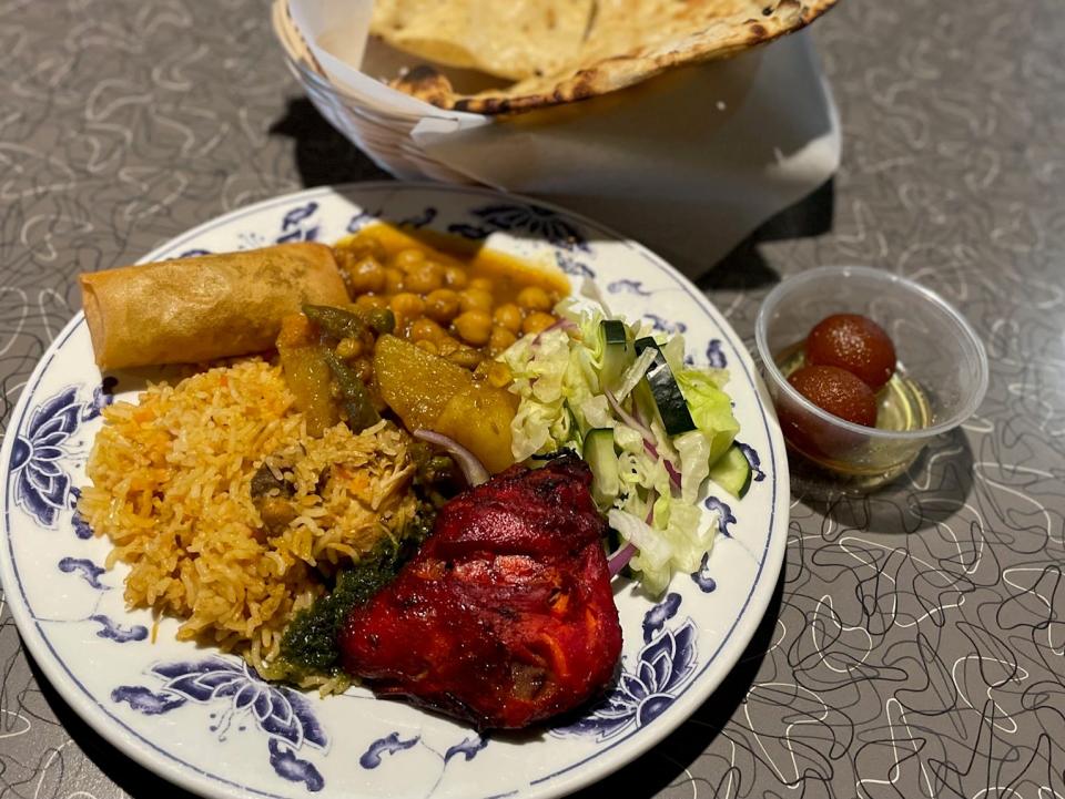 The rotating all-you-can-eat lunch buffet at Lzaza Indo-Pak Cuisine, 1409 23rd St., Des Moines, comes with fresh naan, chai tea and options like Tandoori chicken and Chana masala.