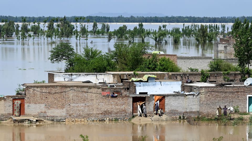 Houses submerged after heavy rains flood Nowshera district, Khyber Pakhtunkhwa province on April 16, 2024. - Abdul Majeed/AFP/Getty Images