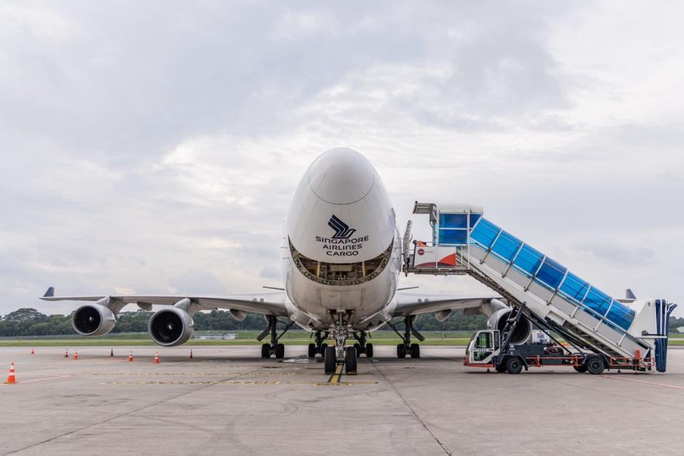 The nose of the aircraft closes as it gets ready for take-off.