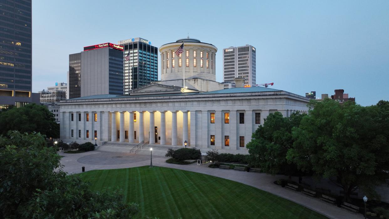 The Ohio Statehouse in downtown Columbus.