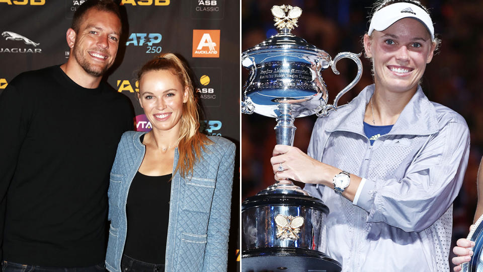 Caroline Wozniacki and David Lee, pictured here in 2020.