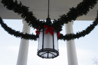 <p>Christmas decorations are seen at the North Portico of the White House during a press preview of the 2017 holiday decorations Nov. 27, 2017 in Washington, D.C. The theme of the White House holiday decorations this year is “Time-Honored Traditions.” (Photo: Alex Wong/Getty Images) </p>