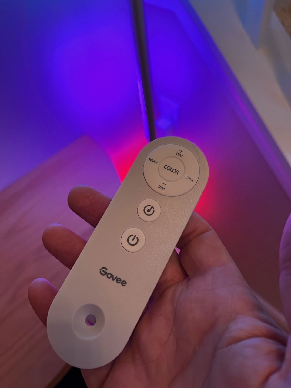 The remote that's included with the Govee RGBIC Lyra Floor Lamp.