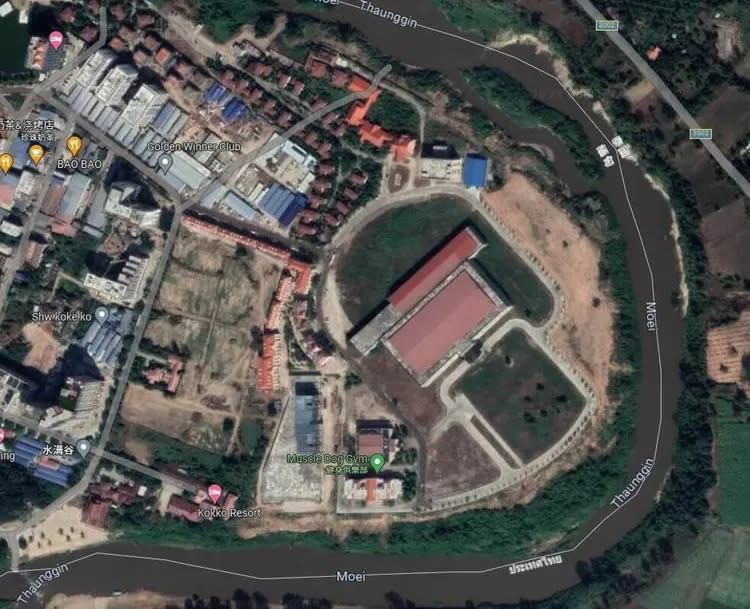 緬甸邊境KK園區詐騙集團橫行，是最惡名昭彰的園區之一。翻攝 GOOGLE地圖