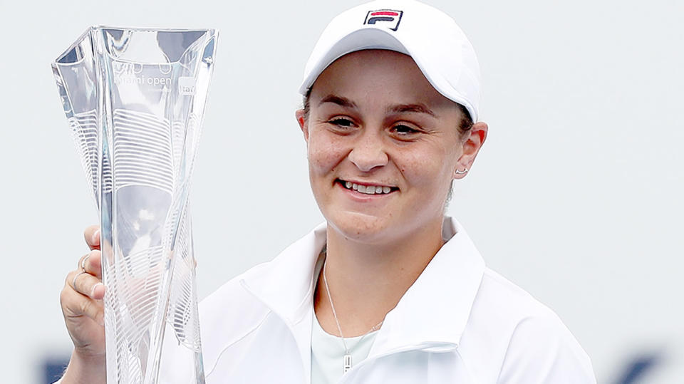 Ash Barty has affirmed her place atop the women's rankings after winning the Miami Open overnight. (Photo by Matthew Stockman/Getty Images)