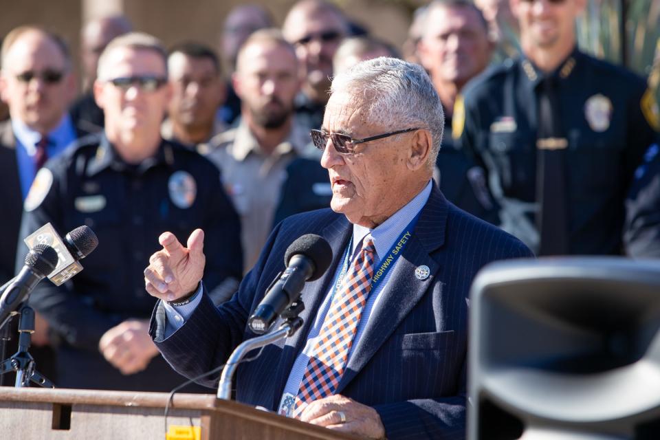 Governor's Office of Highway Safety Director Alberto Gutier speaks at the GOHS's DUI Task Force Launch at the Capitol in Phoenix on Dec. 2, 2021.