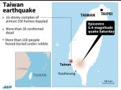 Map showing Tainan in Taiwan where more than 30 people were killed and more than 100 people are still feared buried under rubble after Saturday's quake triggered a building collapse