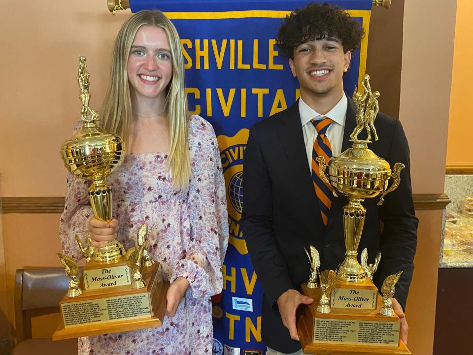 Lipscomb Academy's Kate Grogan and Nashville Christian's Donovan Smith received this year's Moss-Oliver awards presented by the Nashville Civitan Club.