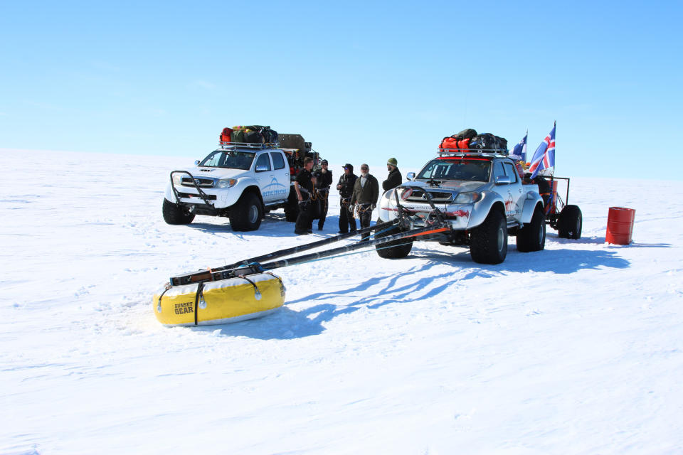 <p>The Arctic Trucks team was faced with an unexpected amount of ice melt, but they managed to successfully navigate the situation, handling their vehicles with extreme caution.</p>