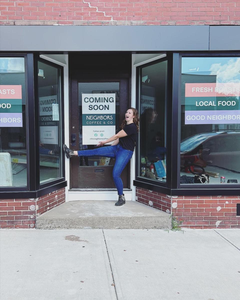 Rachel Correia, Owner of The Neighbors Coffee and Co., standing in front of what will be her cafe and storefront, located at 32 Weir St. in Taunton.